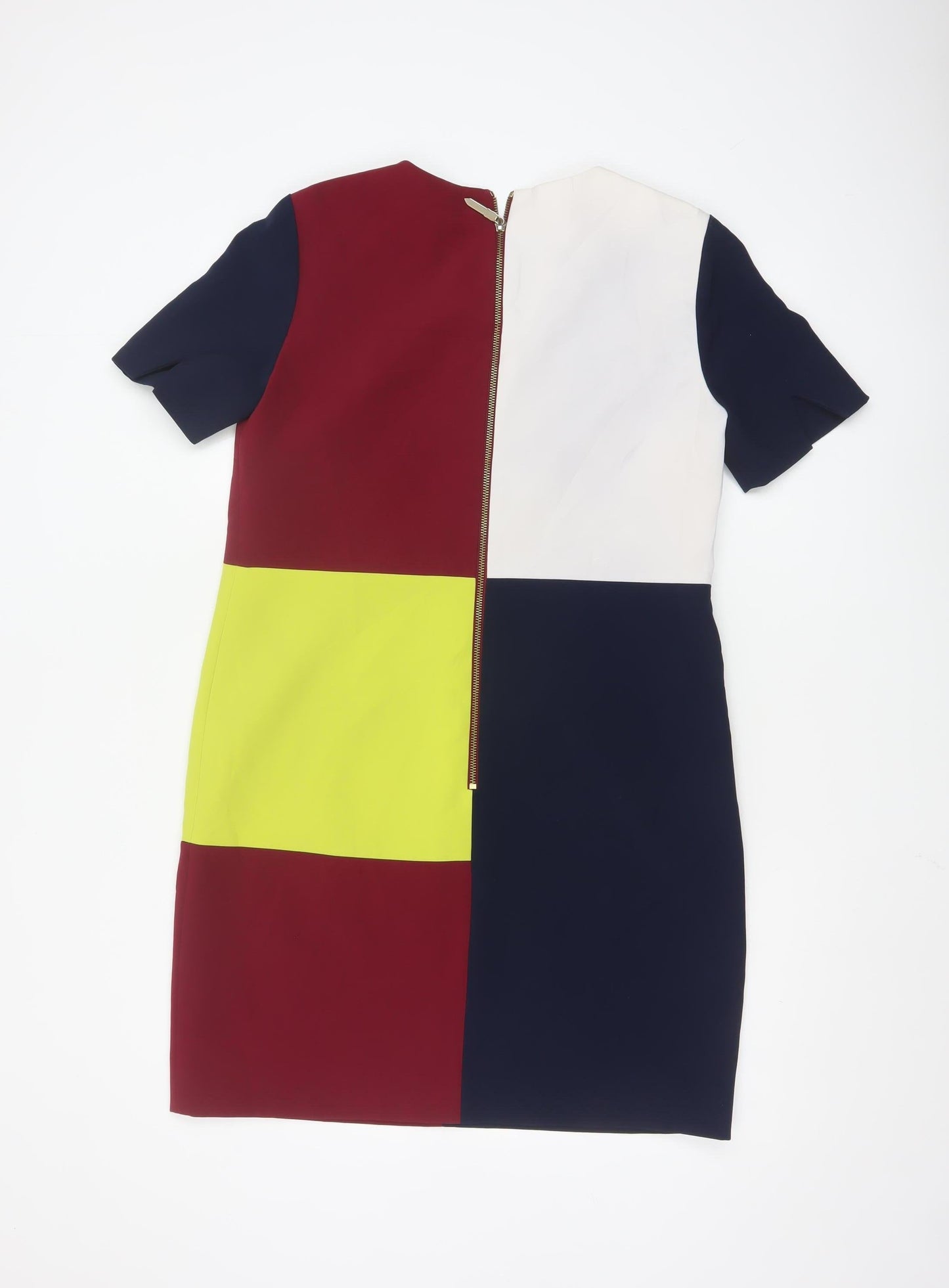 Ted Baker Womens Multicoloured Shift Dress Size 12 Colourblock Zip