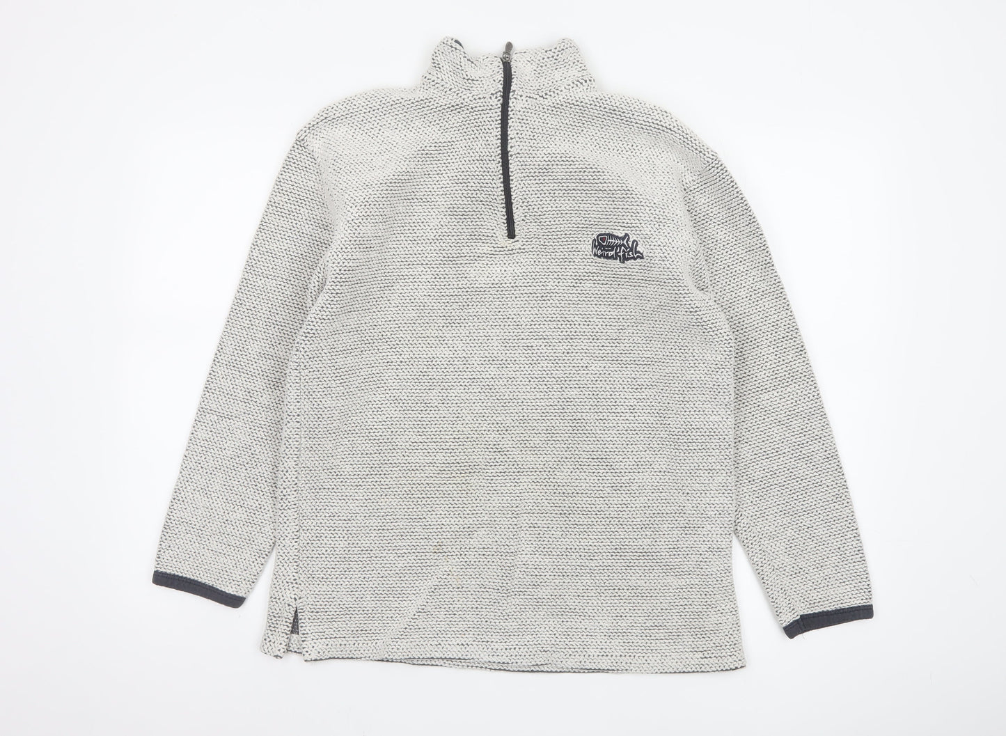 Weird Fish Mens Grey Knit 1/2 Zip Sweatshirt Size S