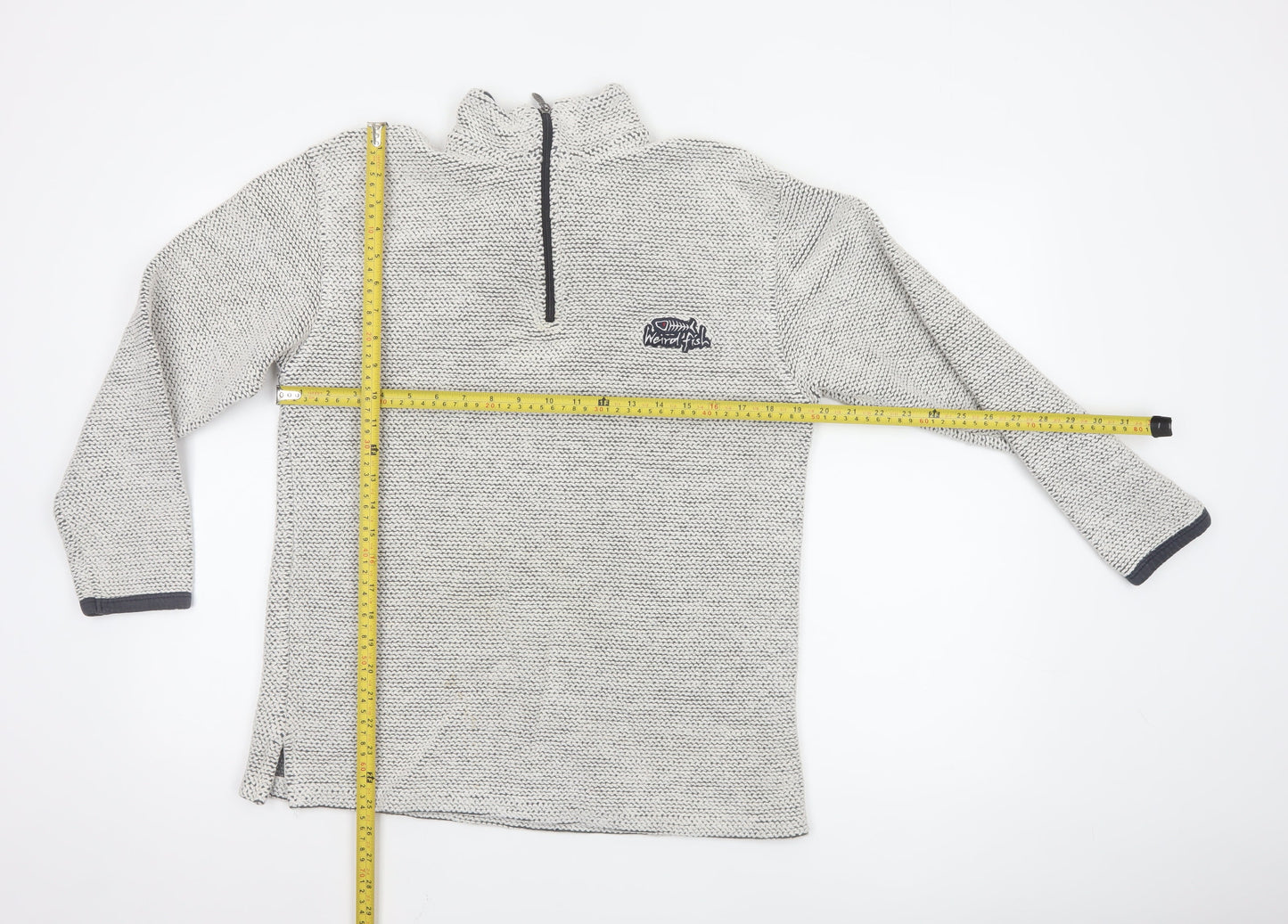 Weird Fish Mens Grey Knit 1/2 Zip Sweatshirt Size S