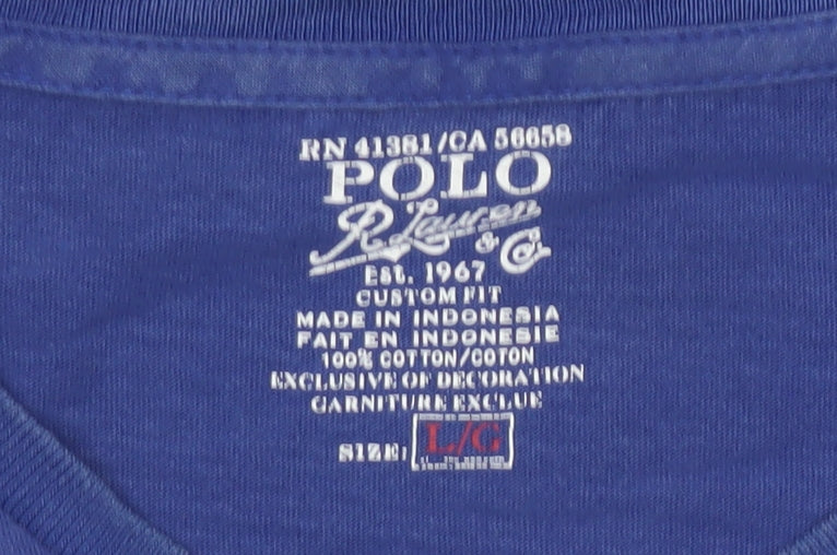 Polo Ralph Lauren Men's Blue Custom Fit Crew Neck T-Shirt L