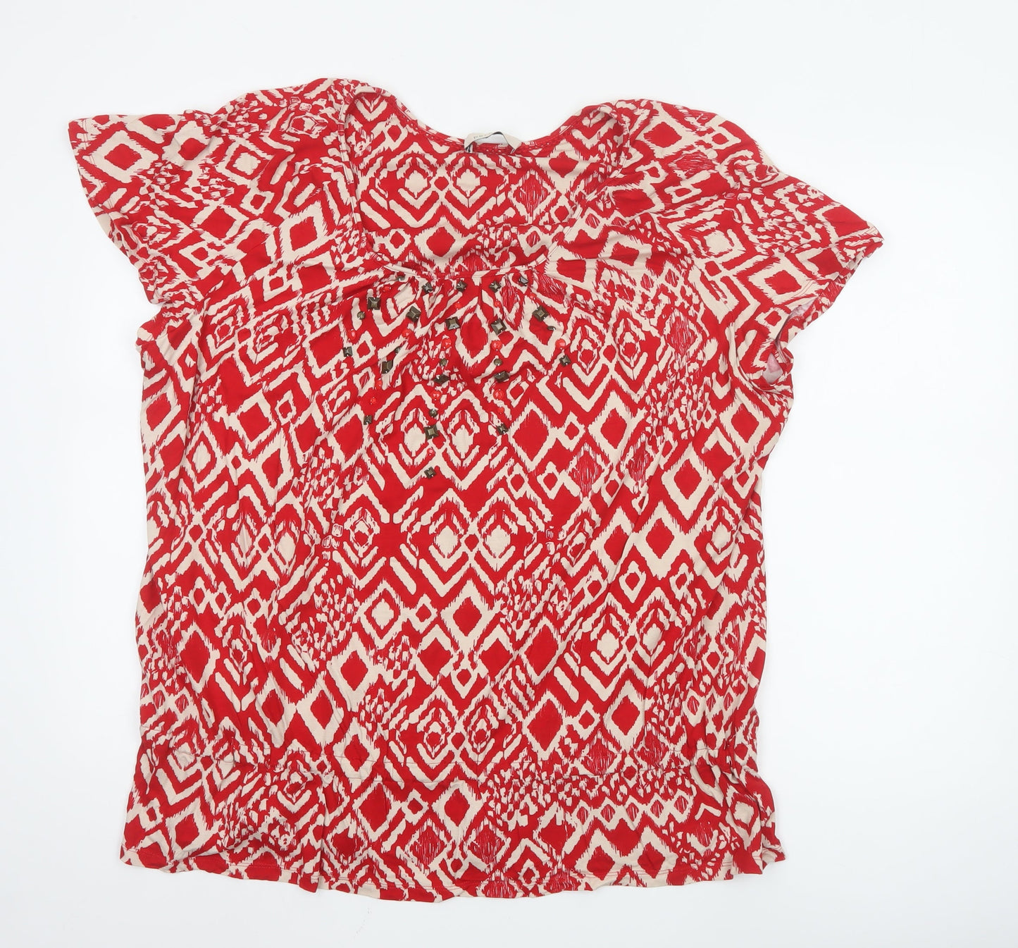 Marks and Spencer Womens Red Geometric Tunic Blouse Size 22