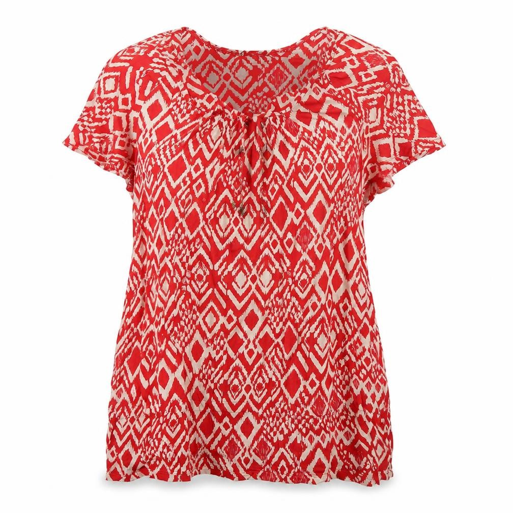 Marks & Spencer Womens Red Geometric Tunic Blouse Size 22