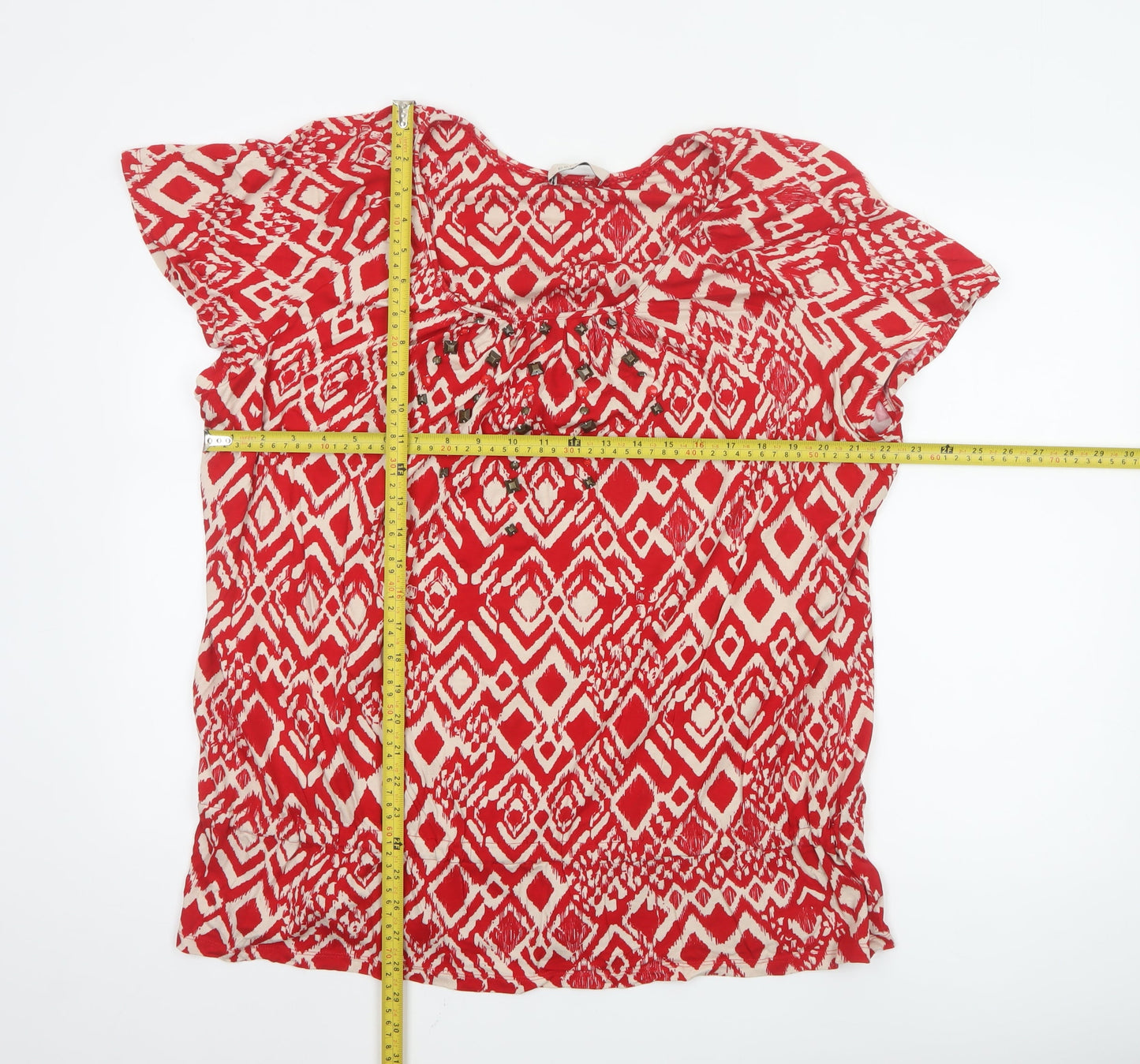 Marks and Spencer Womens Red Geometric Tunic Blouse Size 22