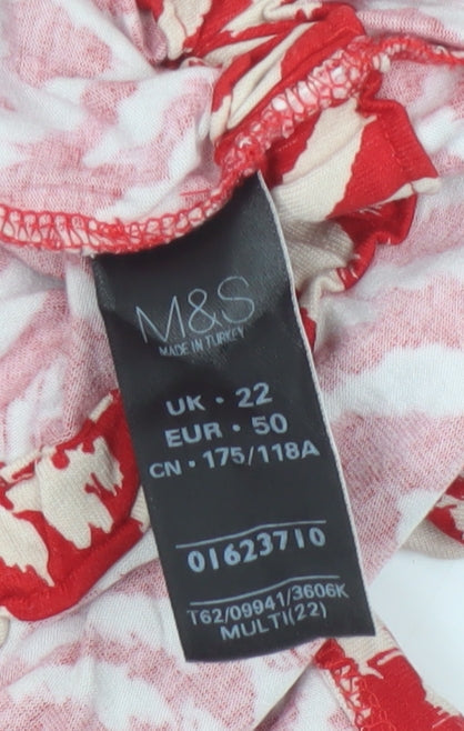 Marks and Spencer Womens Red Geometric Tunic Blouse Size 22
