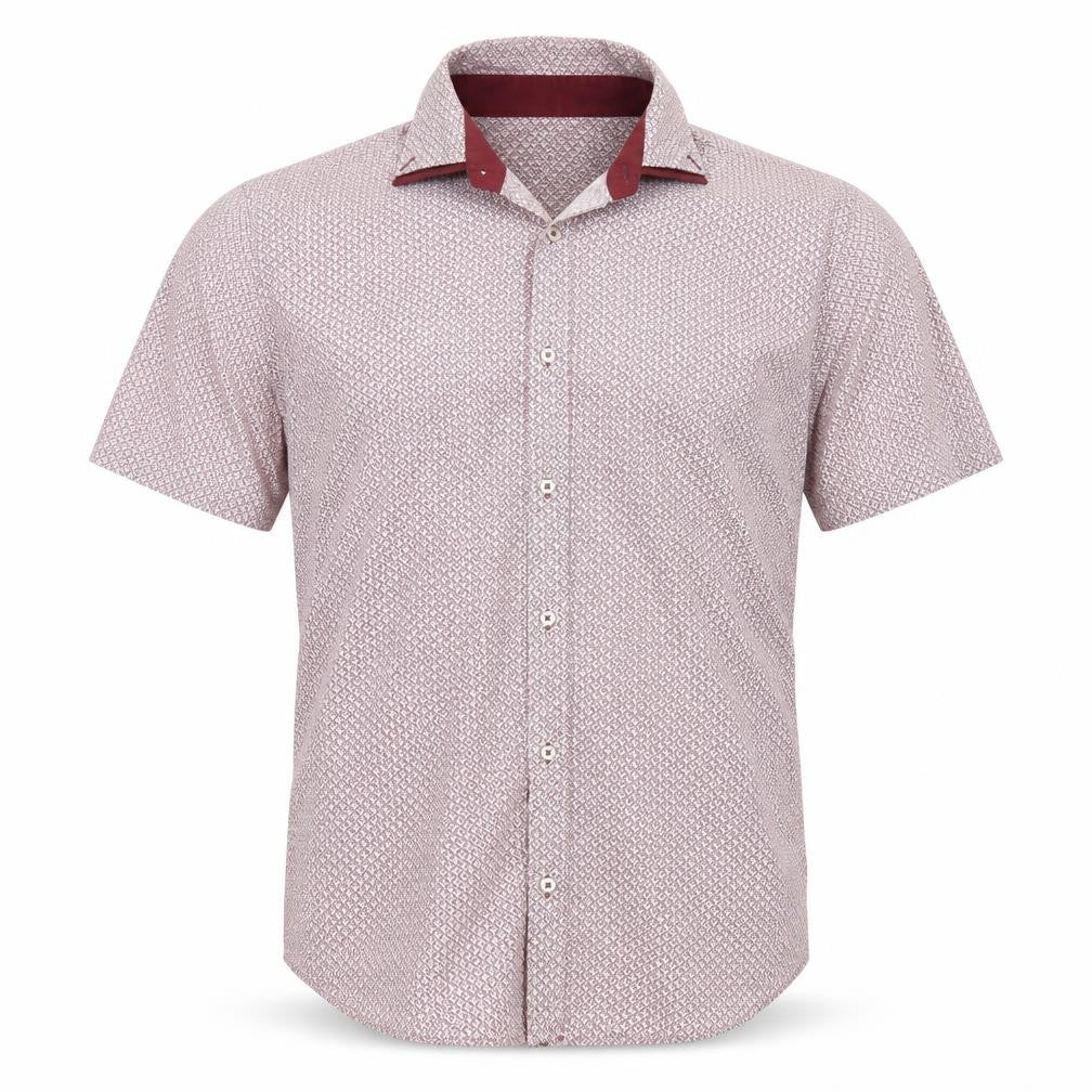 Next Men’s Red Geometric Short Sleeve Cotton Button-Up Shirt Size M
