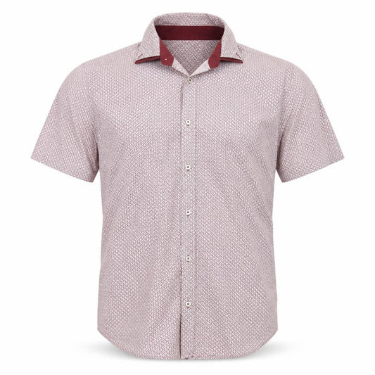 Next Men’s Red Geometric Short Sleeve Cotton Button-Up Shirt Size M