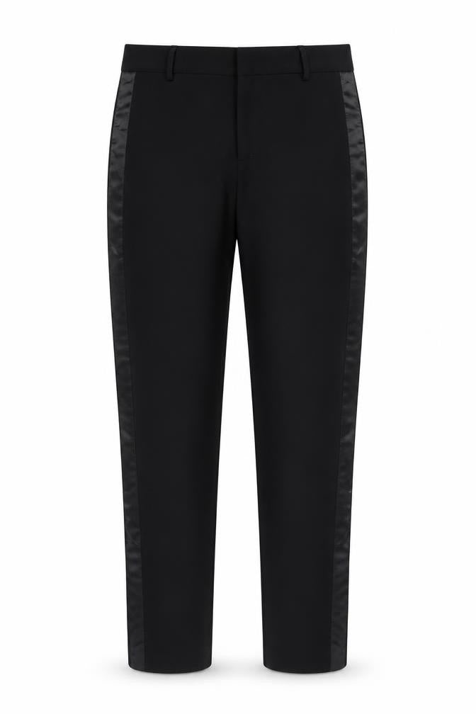 Attentif Paris Women's Black Straight Leg Satin Trim Trousers Size 10