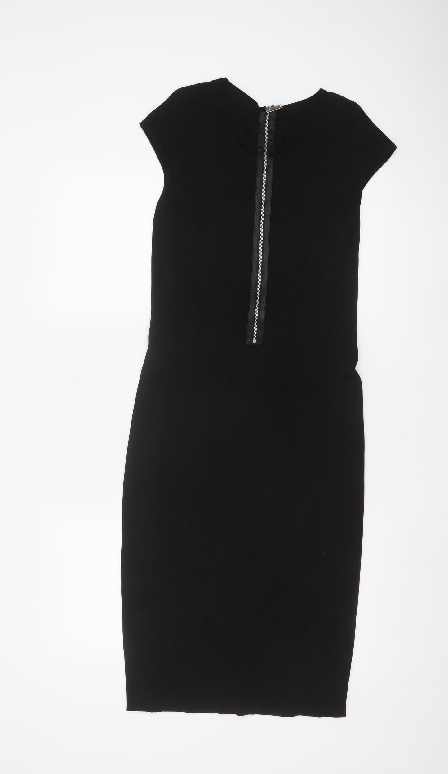 Karen Millen Women's Black Check Bodycon Knee Length Dress Size 12