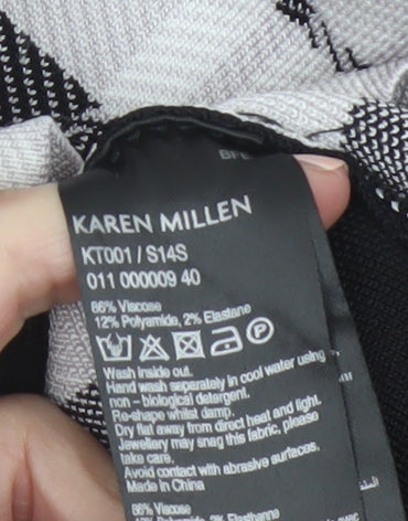 Karen Millen Women's Black Check Bodycon Knee Length Dress Size 12