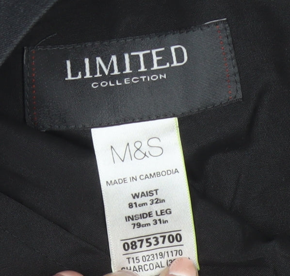 Marks and Spencer Men’s Grey 32R Pleated Dress Pants