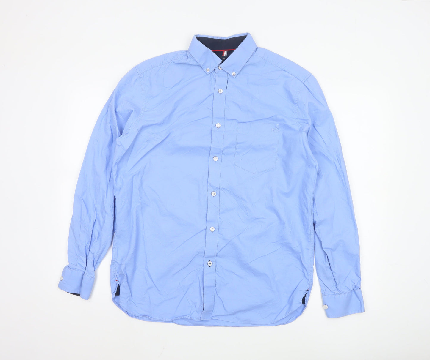Marks and Spencer Blue Harbour Men's Blue Regular Fit Button-Up Shirt M