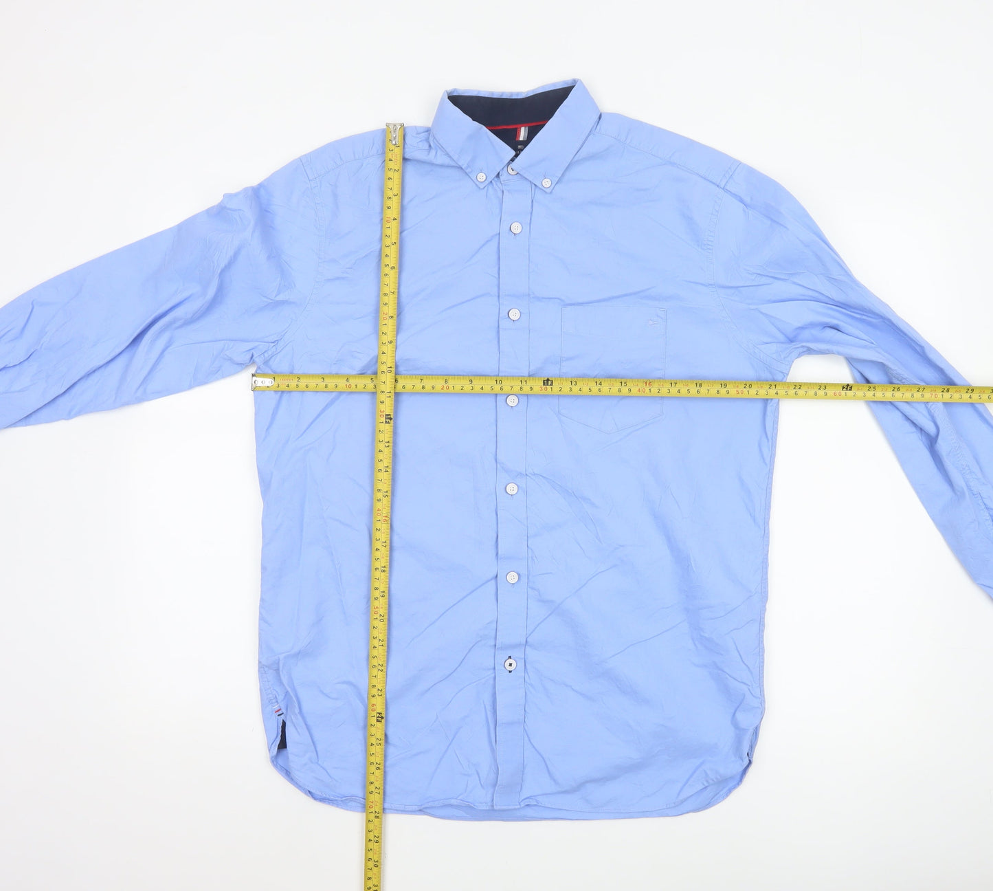Marks and Spencer Blue Harbour Men's Blue Regular Fit Button-Up Shirt M