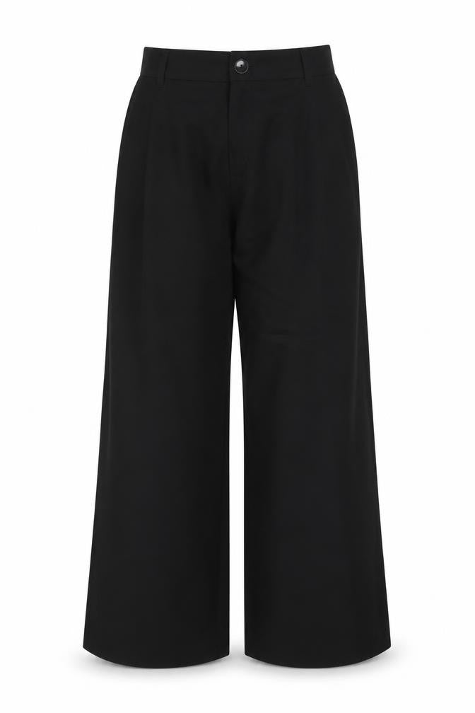 ZARA Women Black Wide-Leg Trousers Size S Lyocell Blend