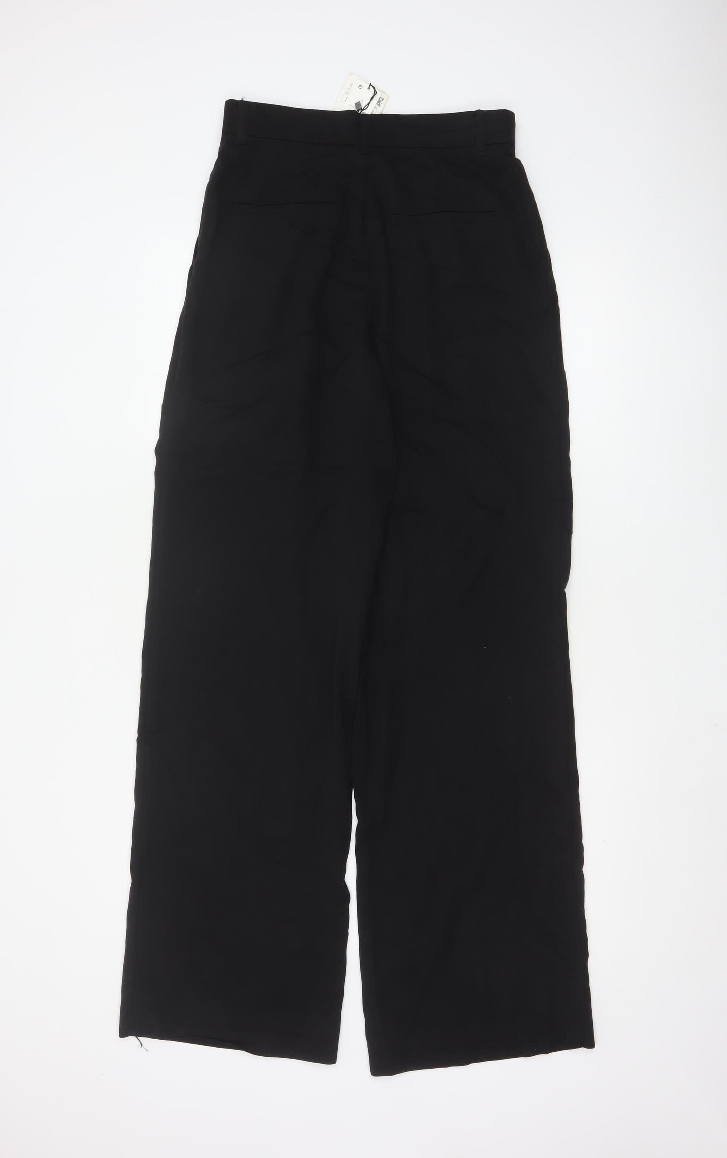 ZARA Women Black Wide-Leg Trousers Size S Lyocell Blend