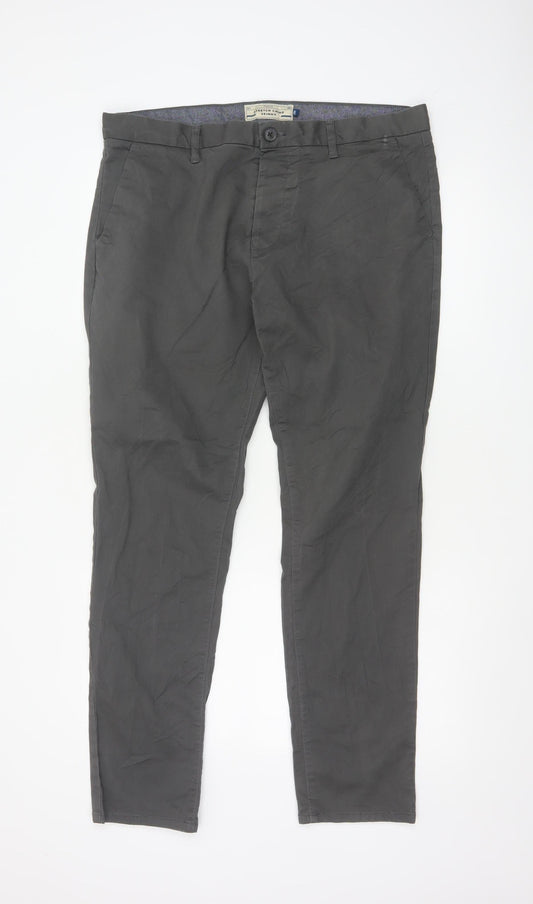Next Men's Grey Chino Trousers Size L 36x31 Regular Fit