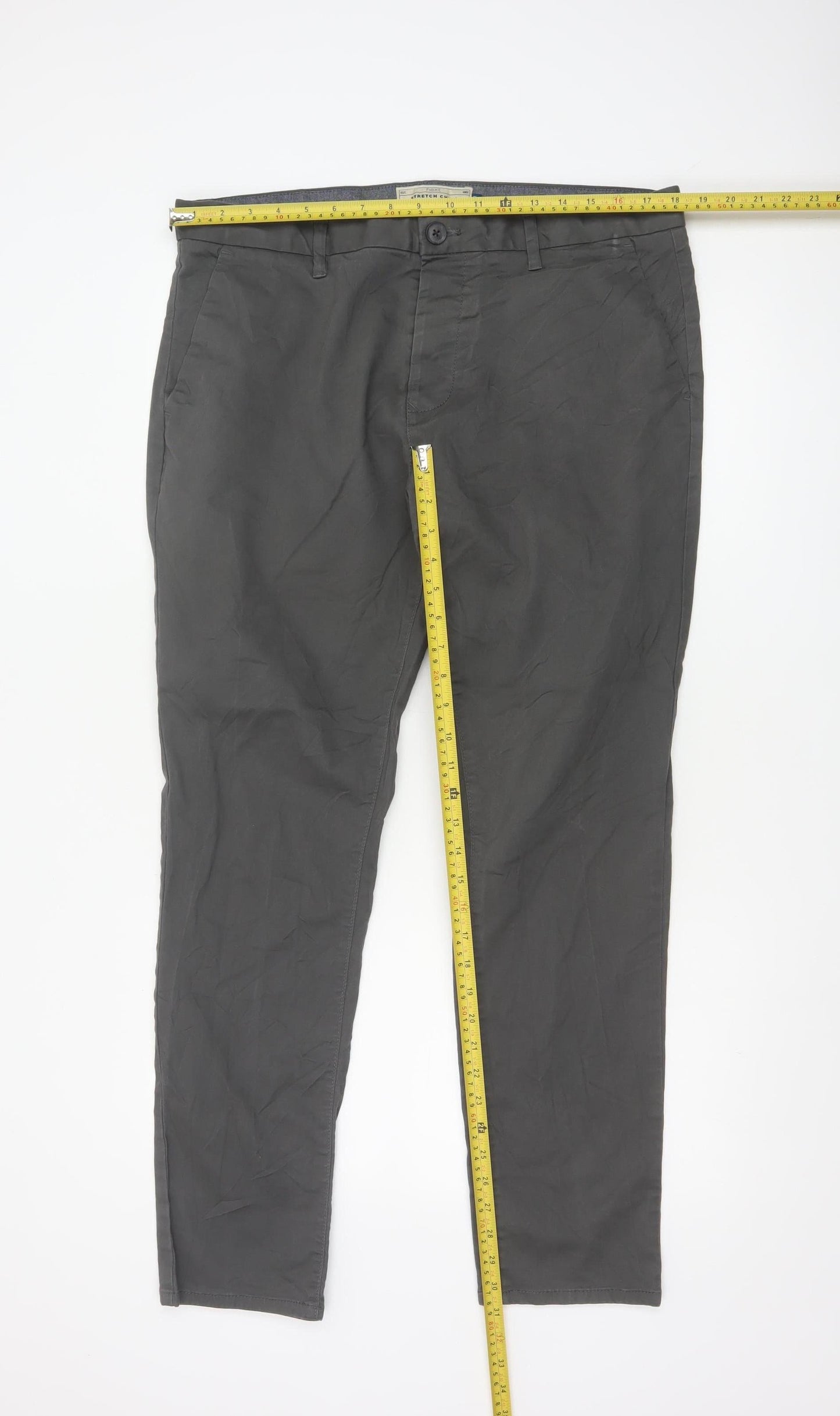 Next Men's Grey Chino Trousers Size L 36x31 Regular Fit