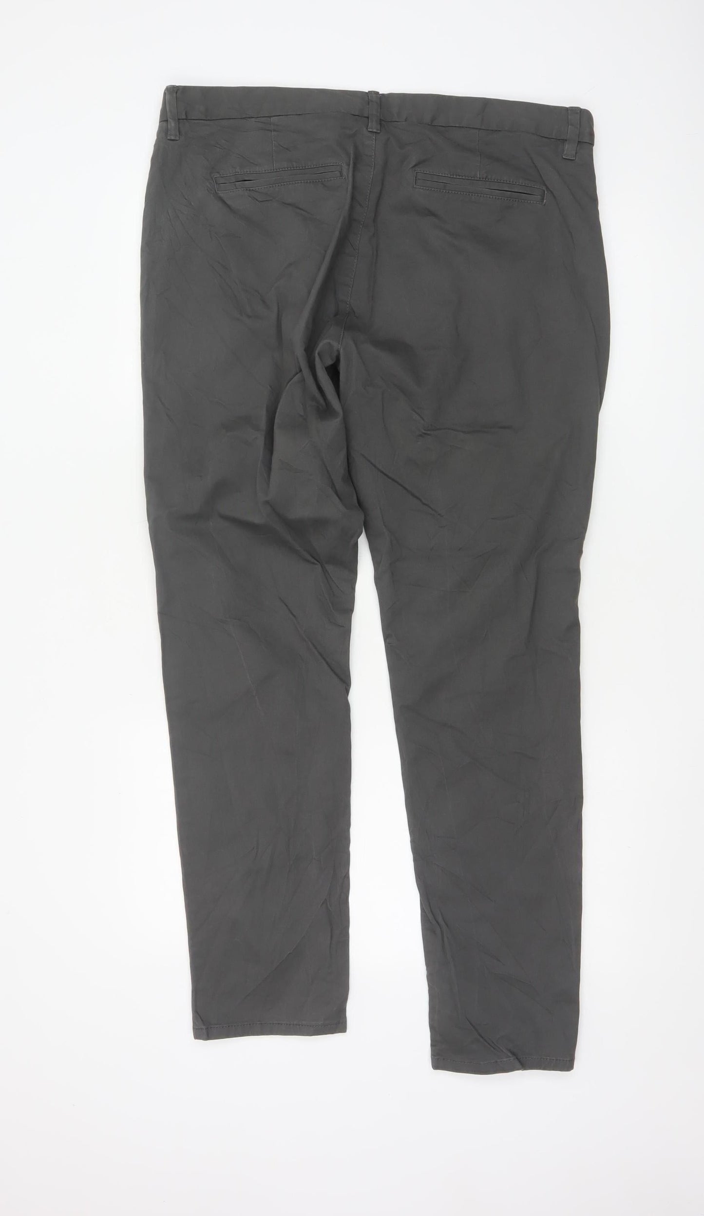 Next Men's Grey Chino Trousers Size L 36x31 Regular Fit