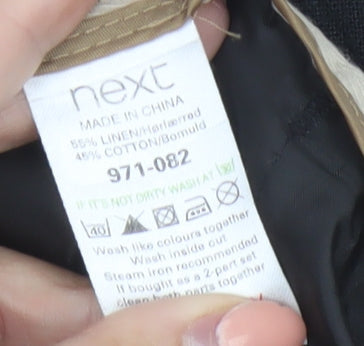 Next Women Black Linen Cotton Cropped Trousers Size 12 Regular