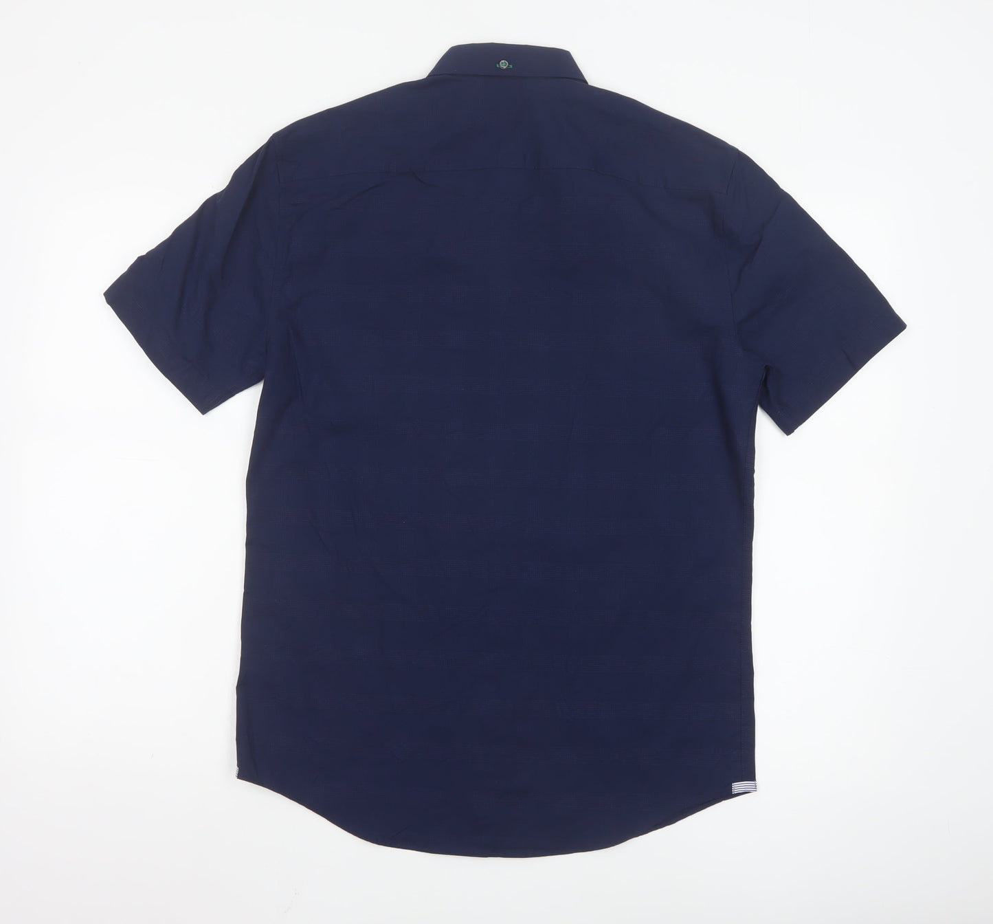 Marks and Spencer Blue Harbour Men's Blue Short Sleeve Cotton Button-Up Shirt Size S