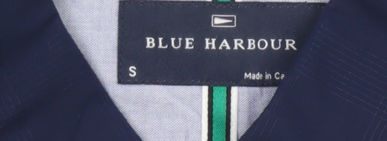 Marks and Spencer Blue Harbour Men's Blue Short Sleeve Cotton Button-Up Shirt Size S