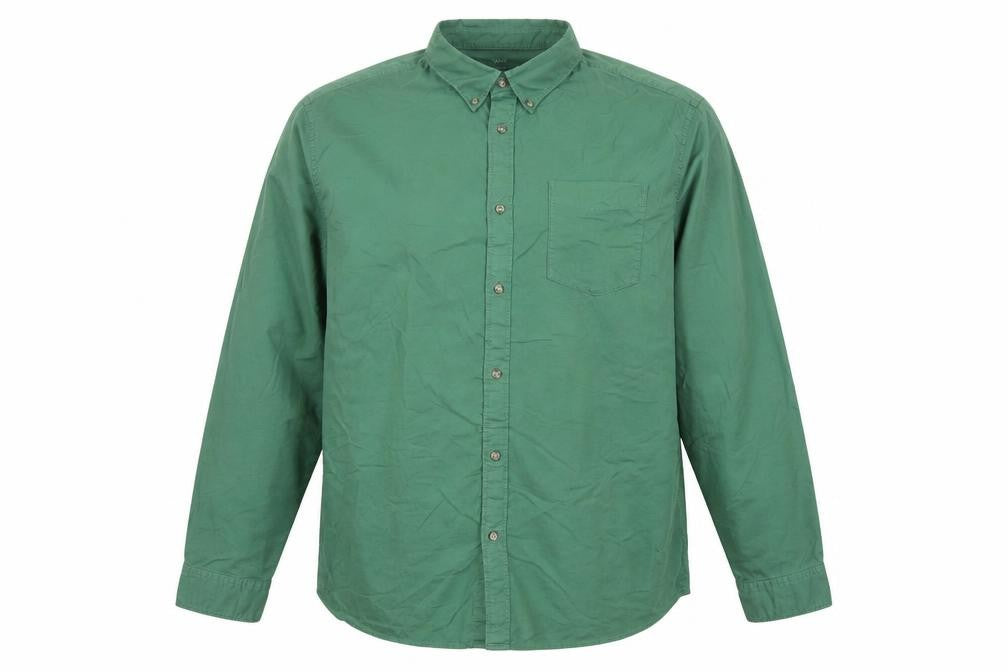Marks and Spencer Men's Green Regular Fit 3XL Cotton Button-Up Shirt