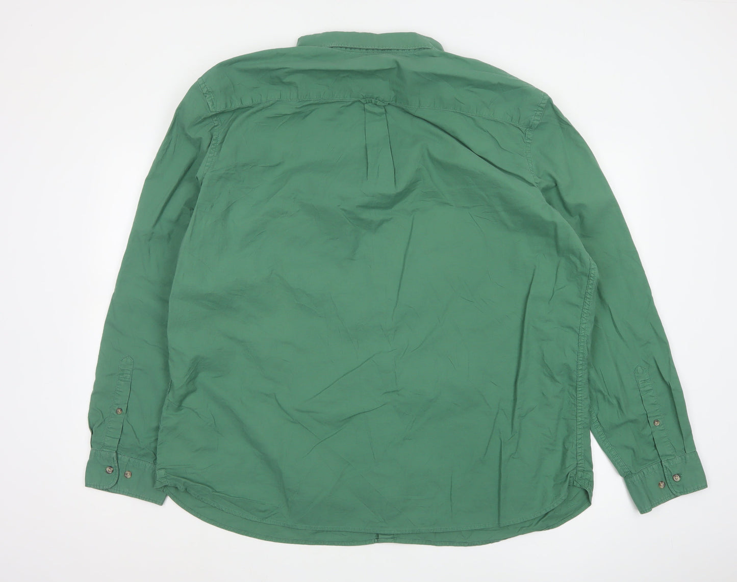 Marks and Spencer Men's Green Regular Fit 3XL Cotton Button-Up Shirt