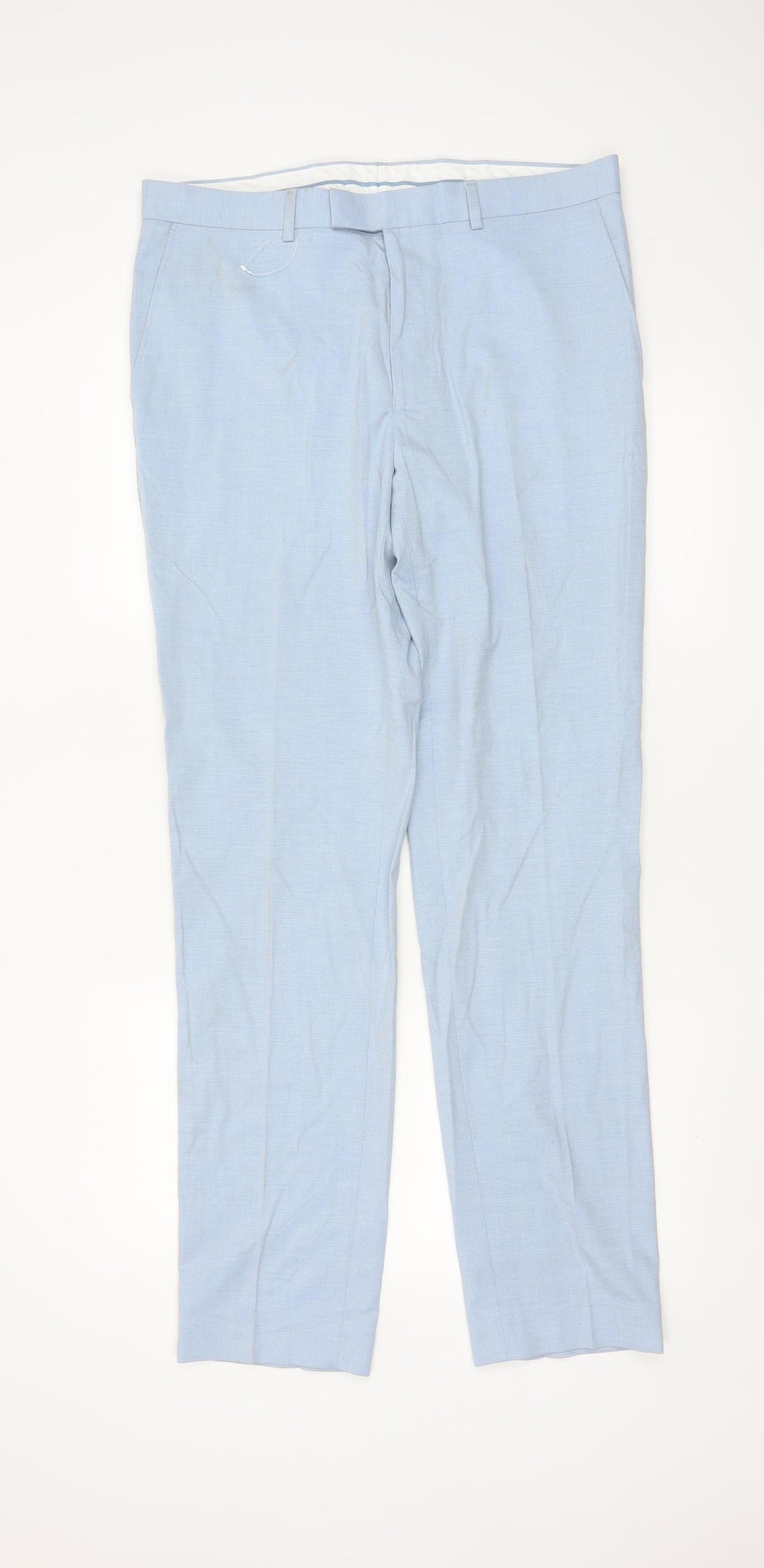 Marks and Spencer Men's Blue Slim Fit Dress Pants 34L