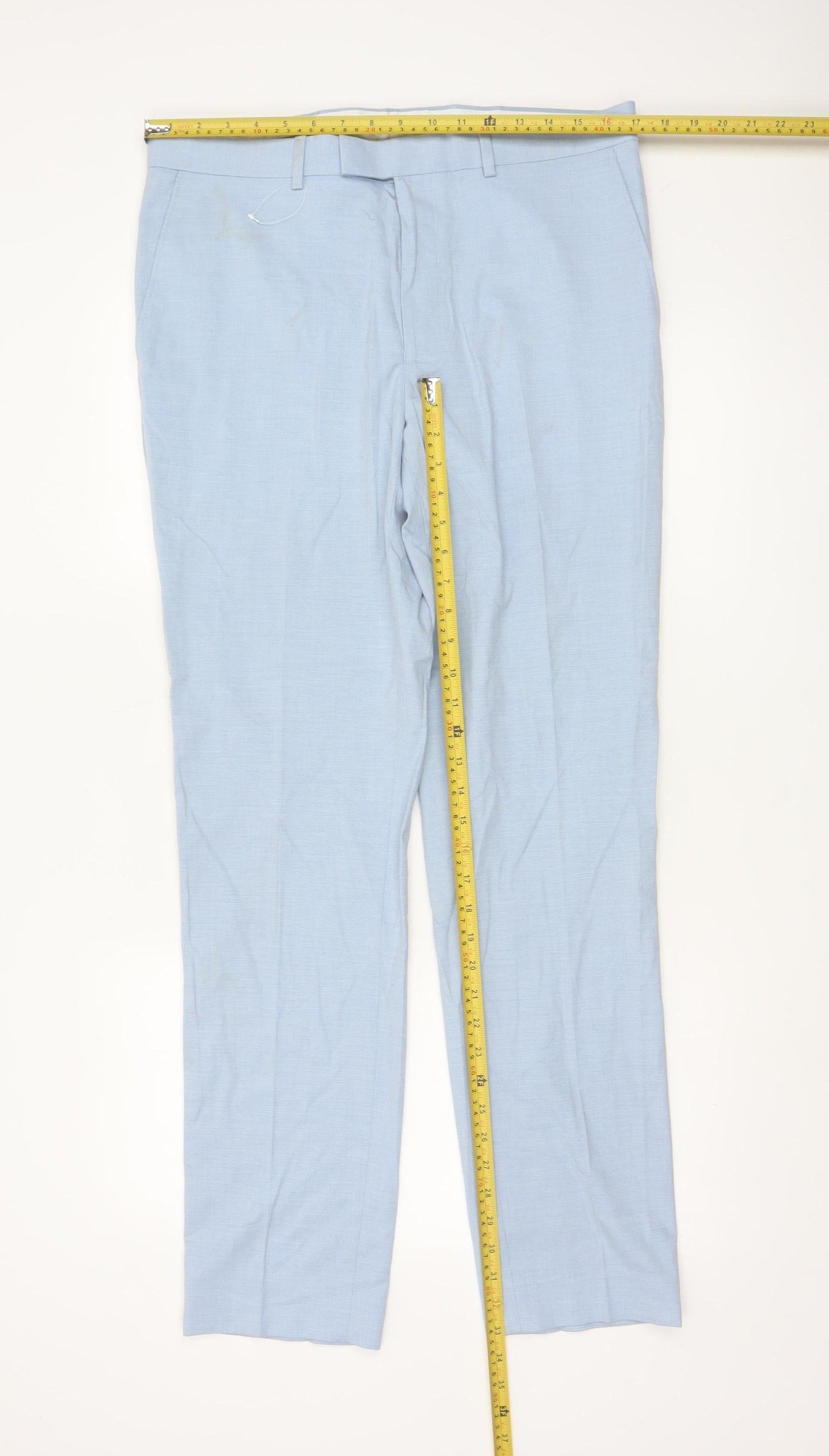 Marks and Spencer Men's Blue Slim Fit Dress Pants 34L