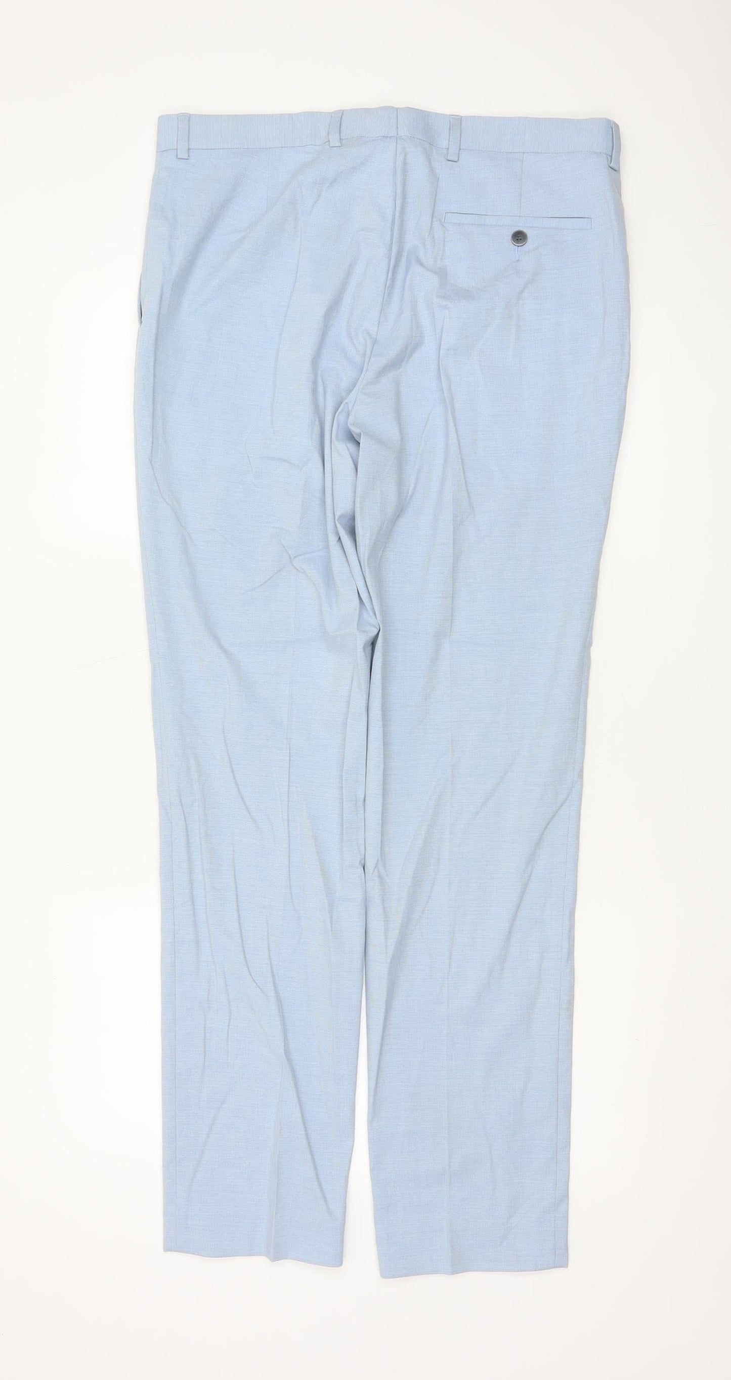 Marks and Spencer Men's Blue Slim Fit Dress Pants 34L
