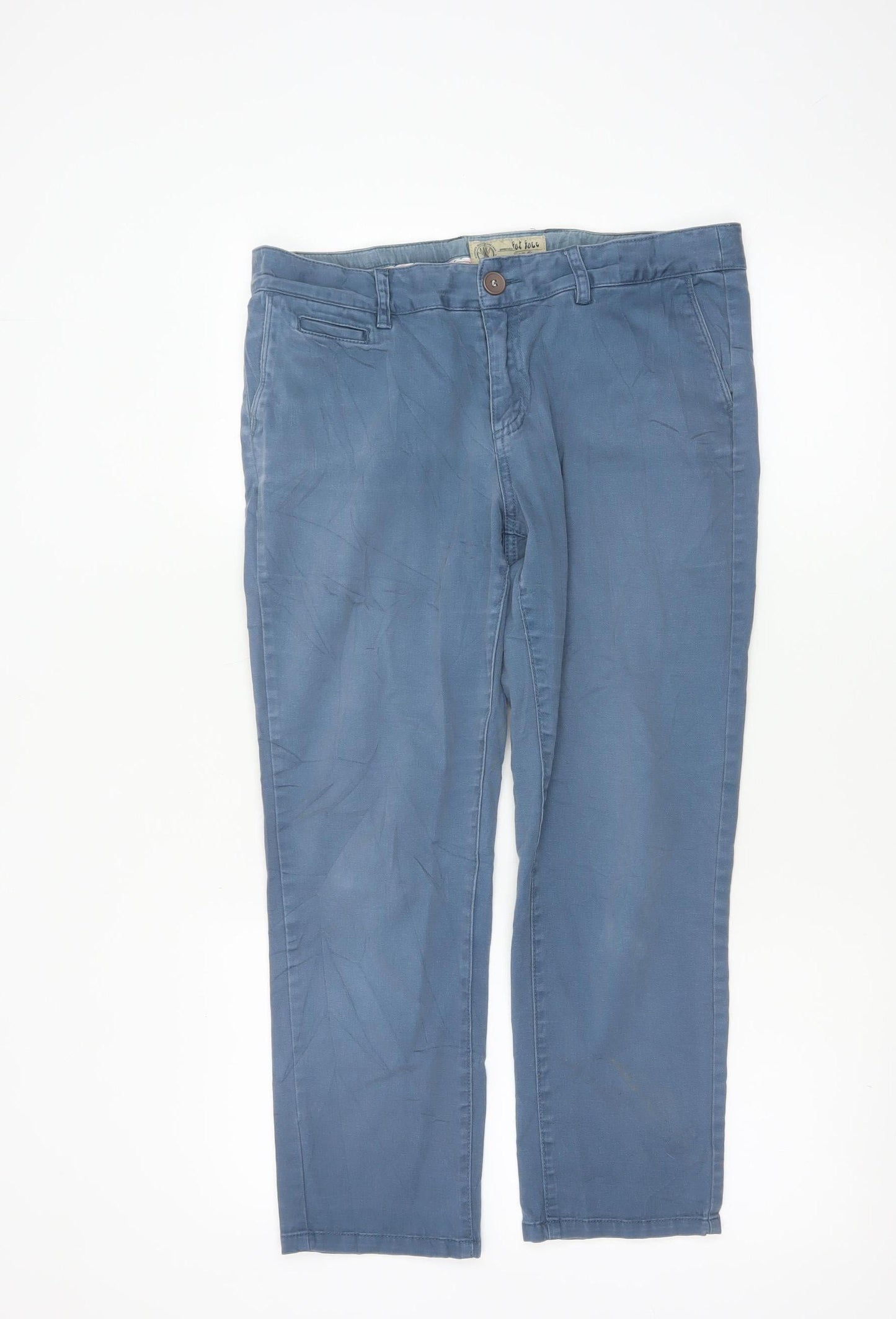 Fat Face Women Blue Cotton Chino Trousers Size 12 Casual Straight
