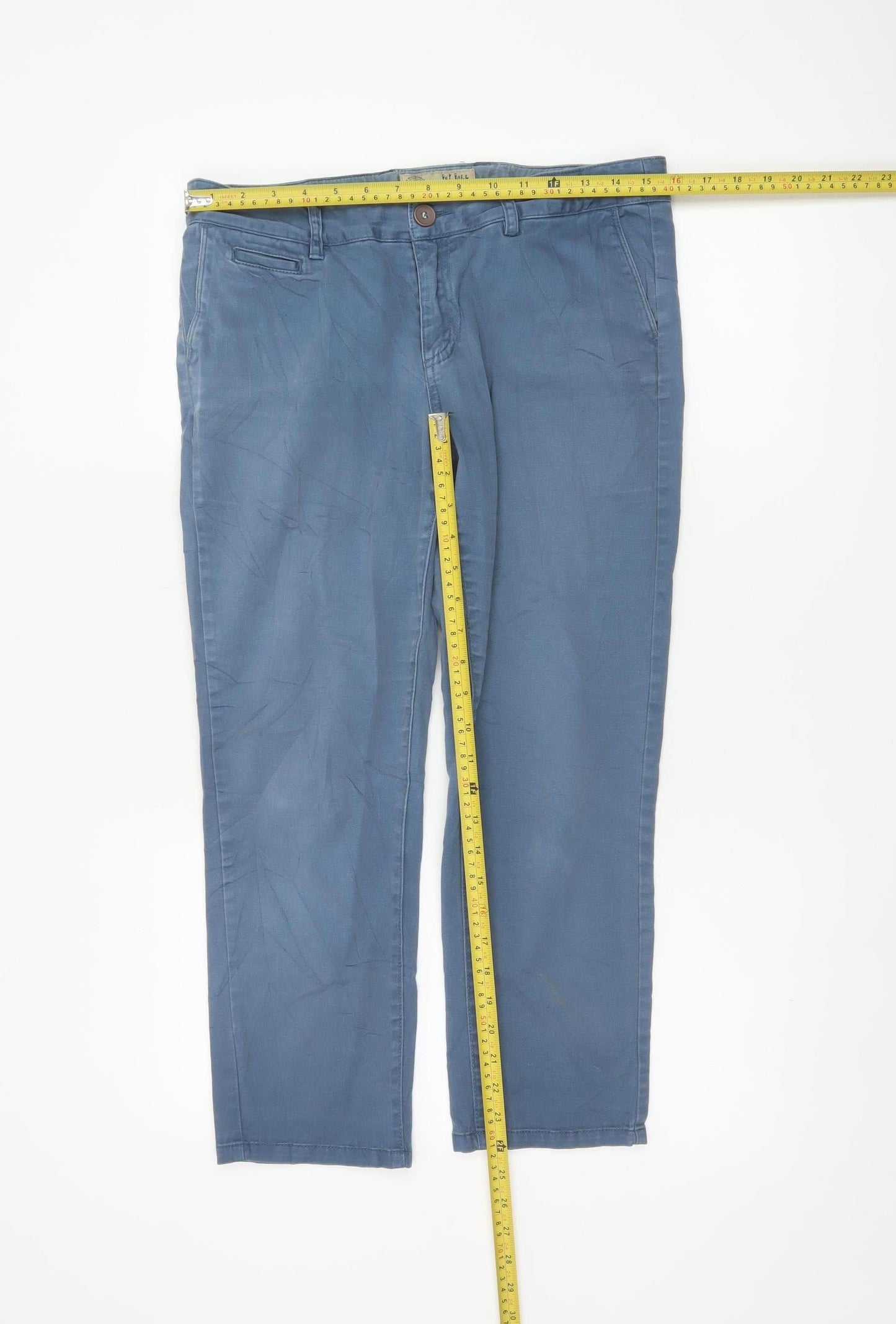 Fat Face Women Blue Cotton Chino Trousers Size 12 Casual Straight