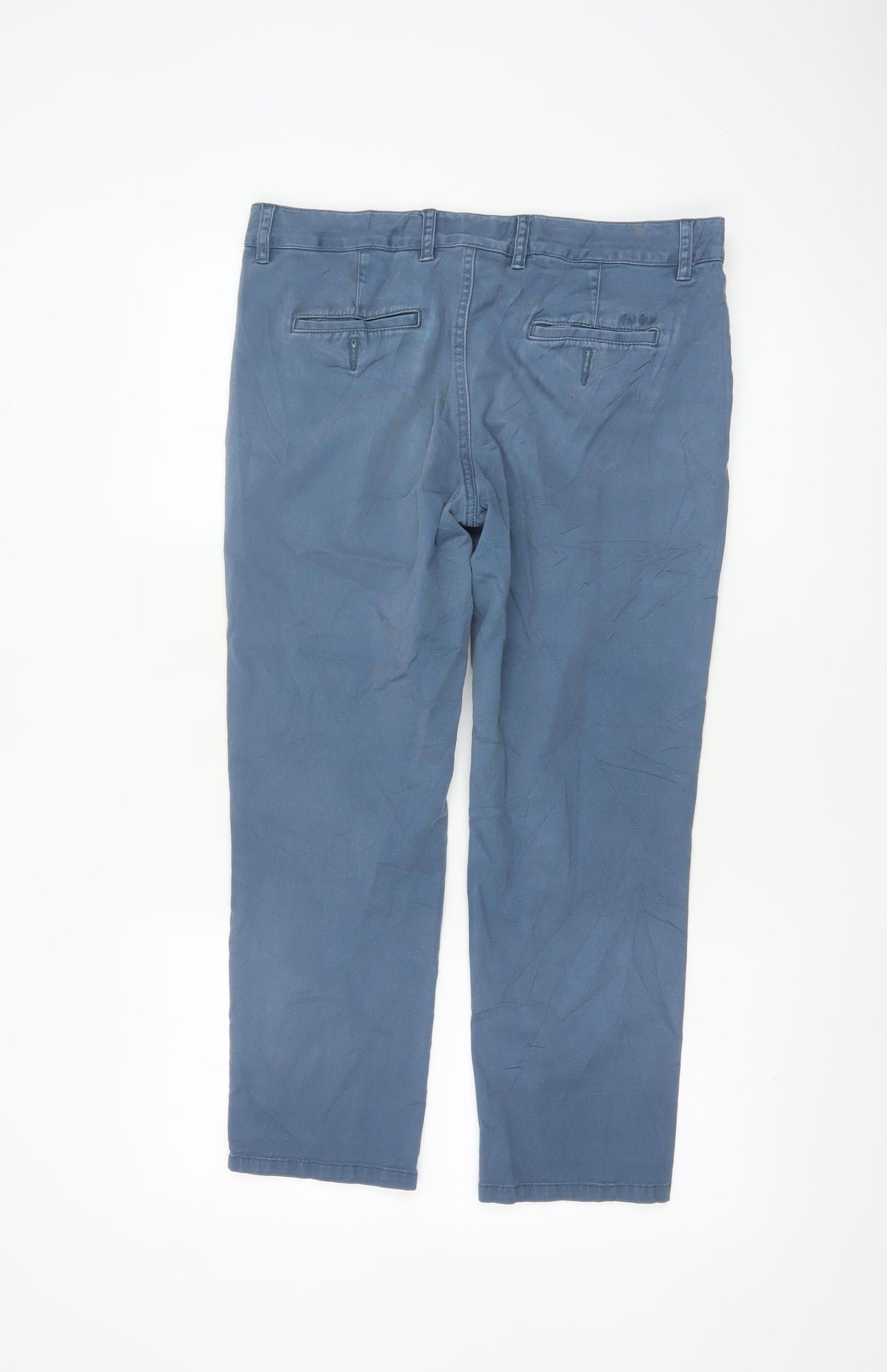 Fat Face Women Blue Cotton Chino Trousers Size 12 Casual Straight