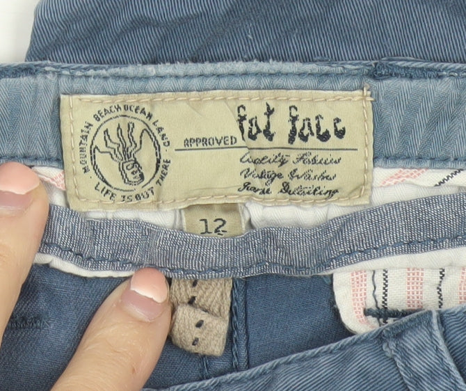 Fat Face Women Blue Cotton Chino Trousers Size 12 Casual Straight