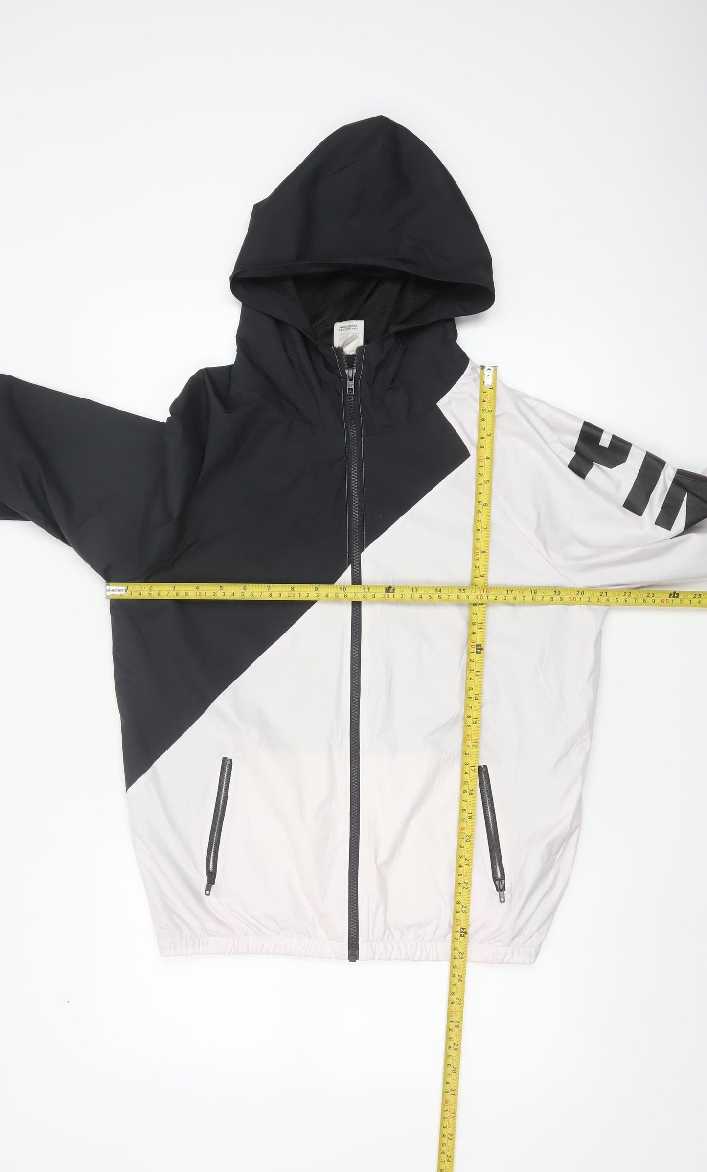 Victoria's Secret PINK Women's XS Black White Hooded Windbreaker Jacket