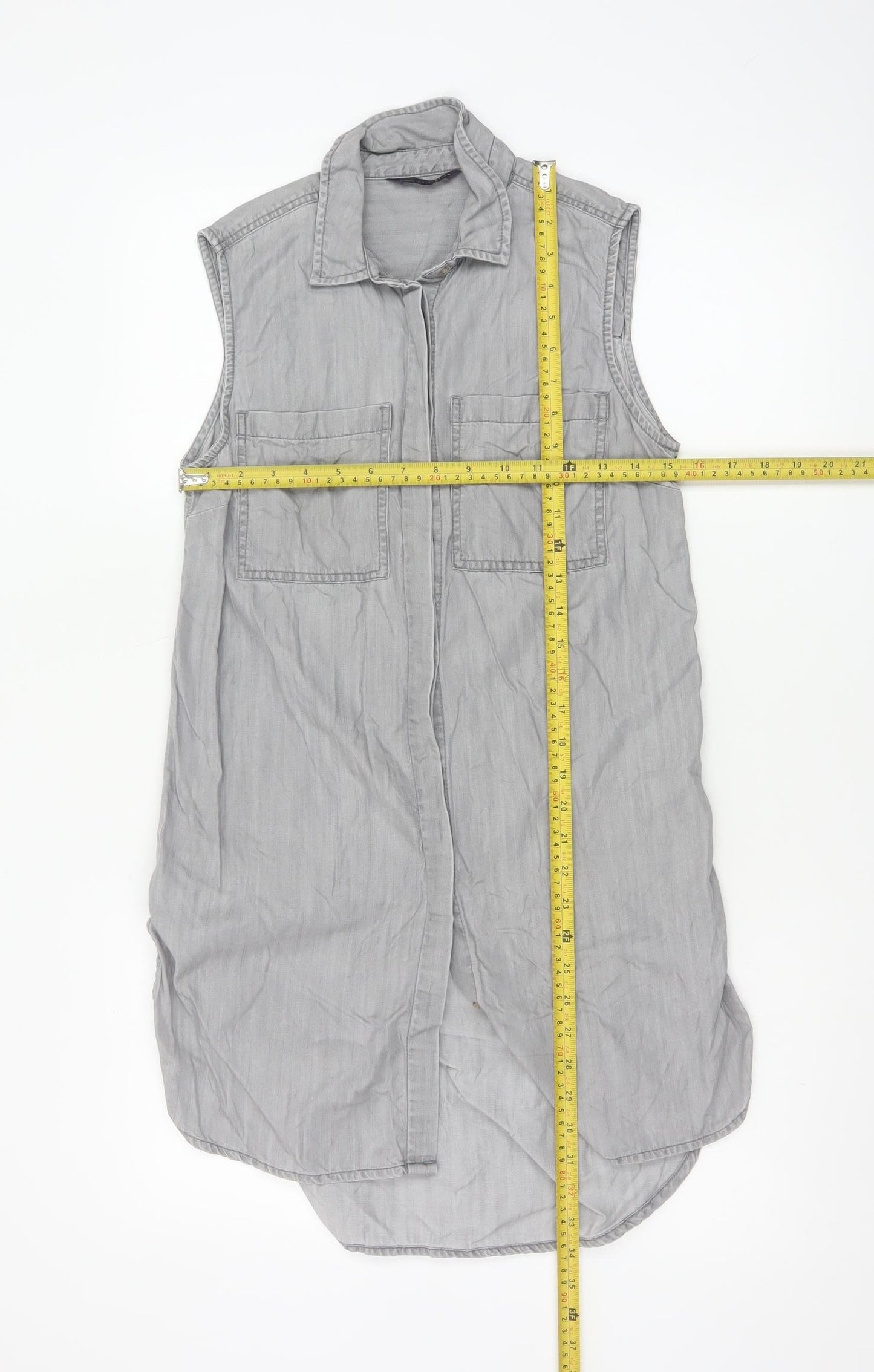 Marks and Spencer Women's Grey Lyocell Sleeveless Shirt Dress Size 8