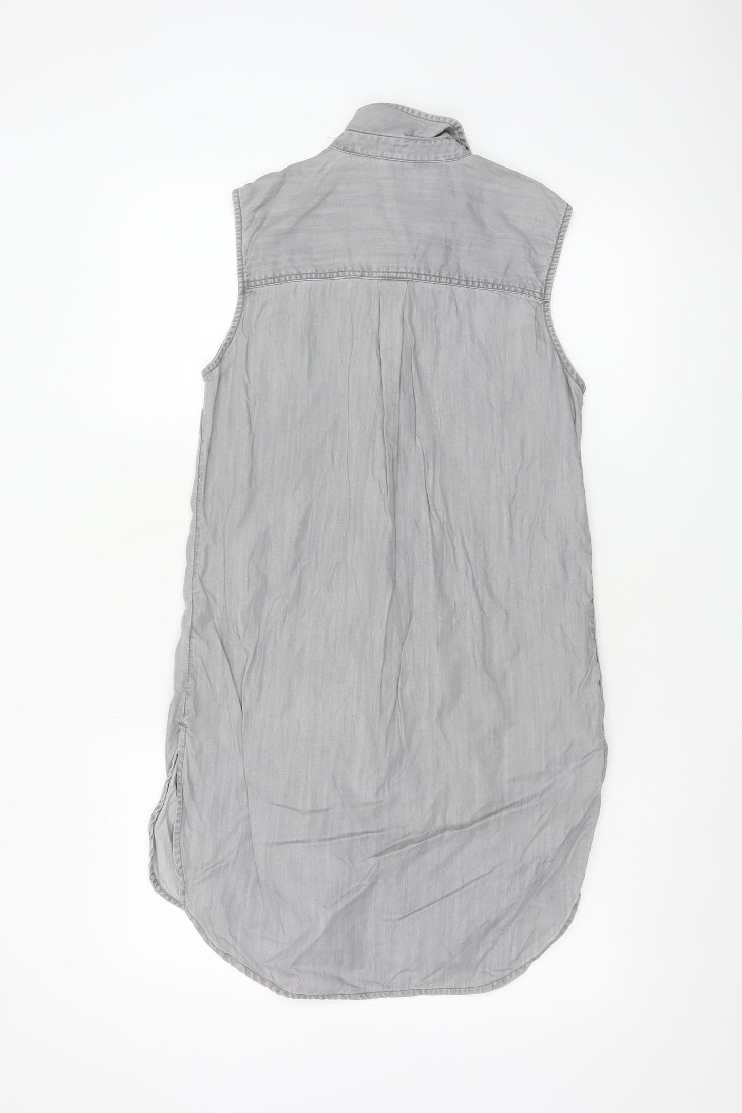 Marks and Spencer Women's Grey Lyocell Sleeveless Shirt Dress Size 8