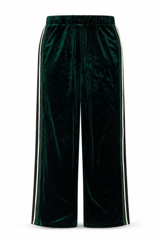 Elli White Womens Green Velvet Wide-Leg Trousers Size L
