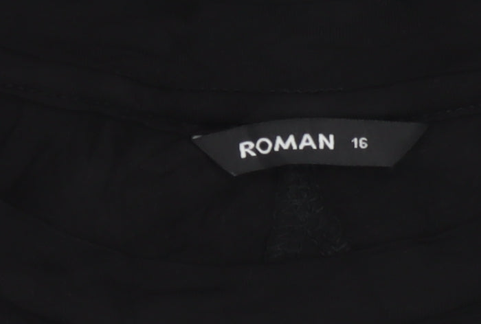 Roman Women’s Black Long Sleeve Tunic Blouse Size 16