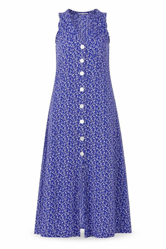 & Other Stories Women Blue Floral Viscose A-Line Midi Dress Size 6
