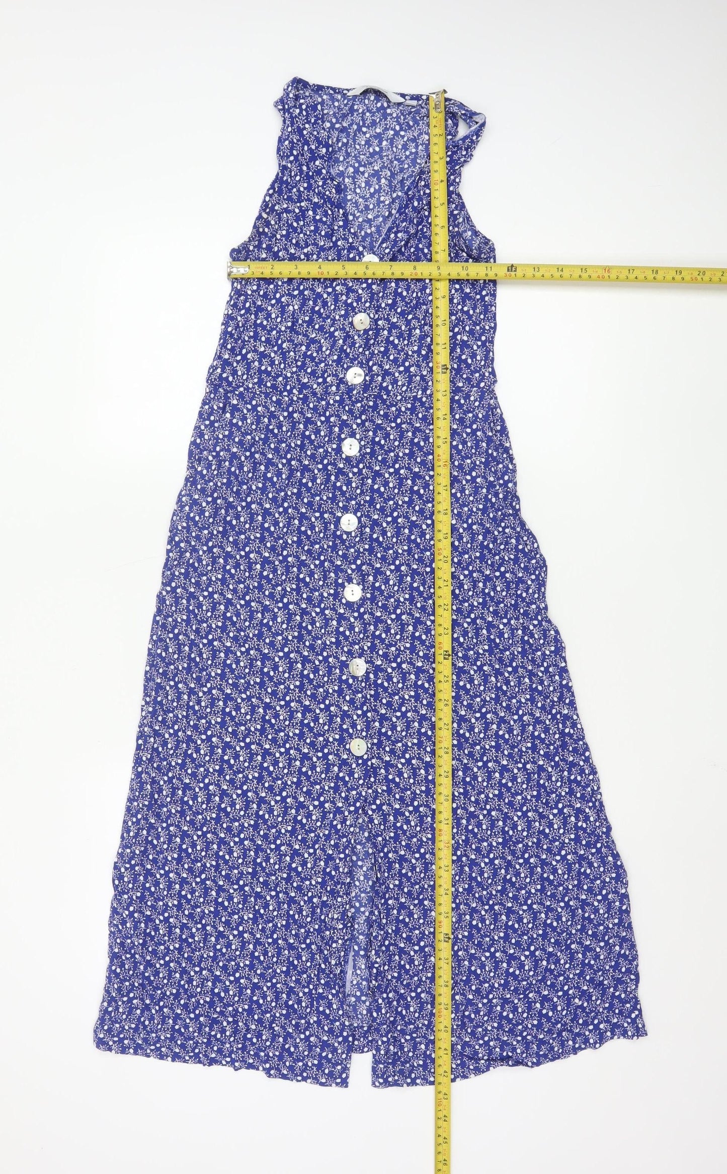 & Other Stories Women Blue Floral Viscose A-Line Midi Dress Size 6