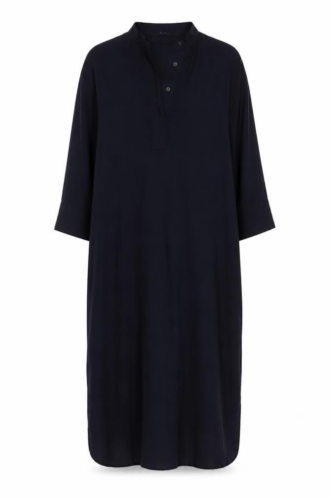 Uniqlo Women Blue Midi Shirt Dress M 3/4 Sleeve Button Classic Style