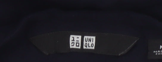 Uniqlo Women Blue Midi Shirt Dress M 3/4 Sleeve Button Classic Style