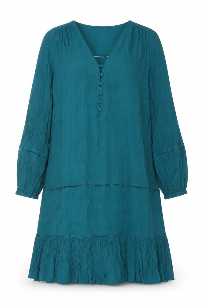 AND/OR Women’s Green Viscose Bohemian Long Sleeve Dress Size 8