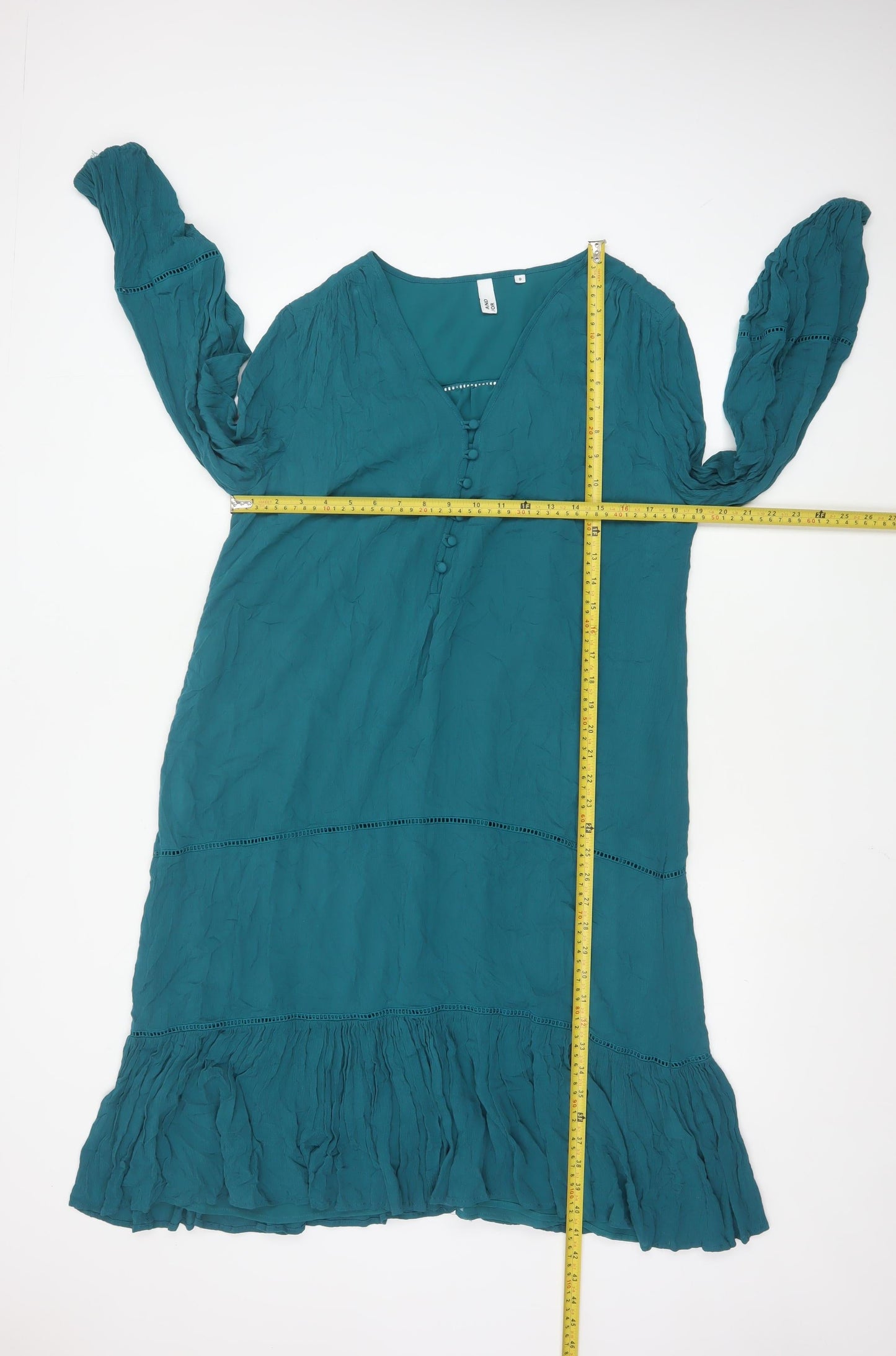 AND/OR Women’s Green Viscose Bohemian Long Sleeve Dress Size 8