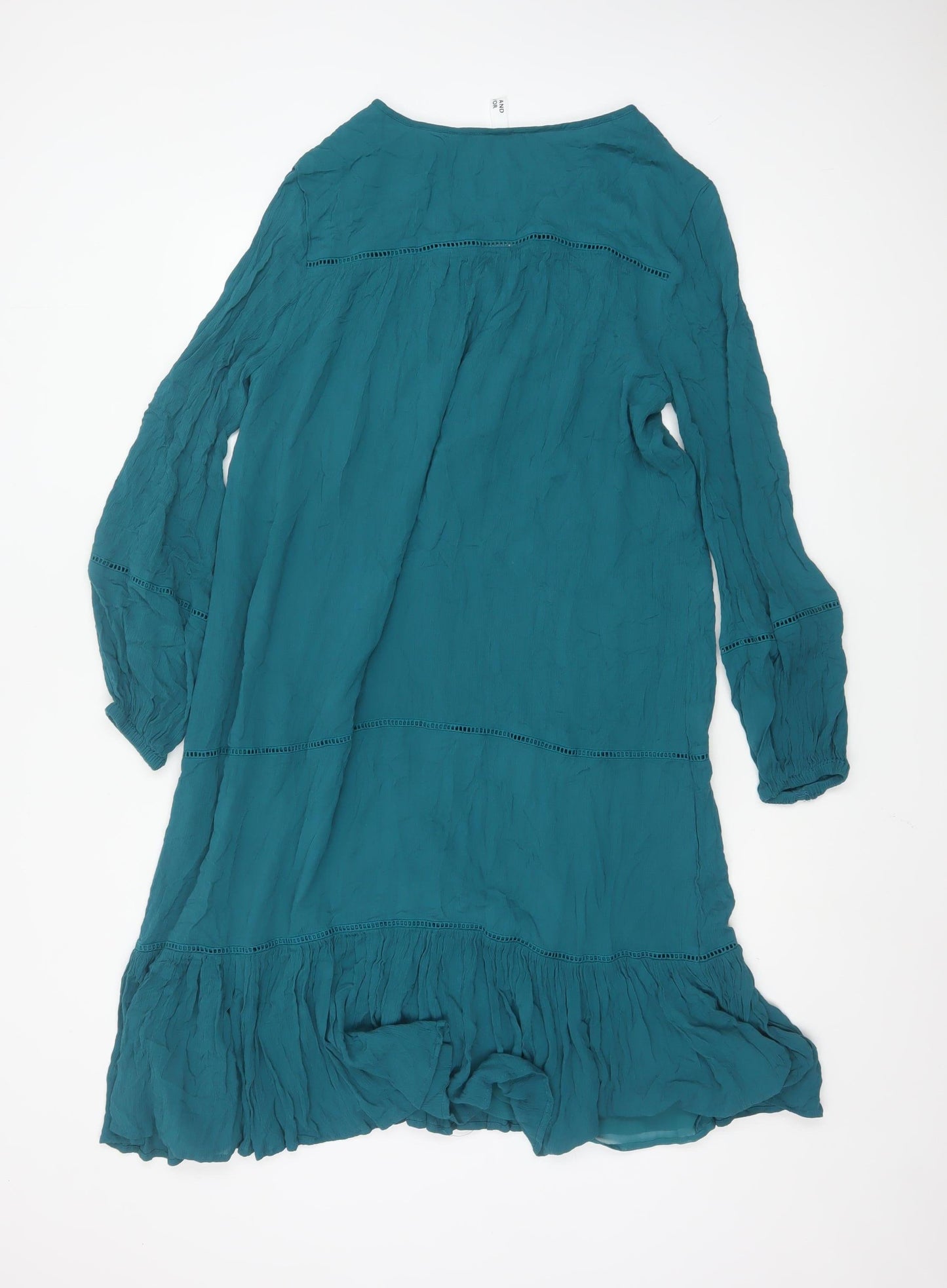 AND/OR Women’s Green Viscose Bohemian Long Sleeve Dress Size 8