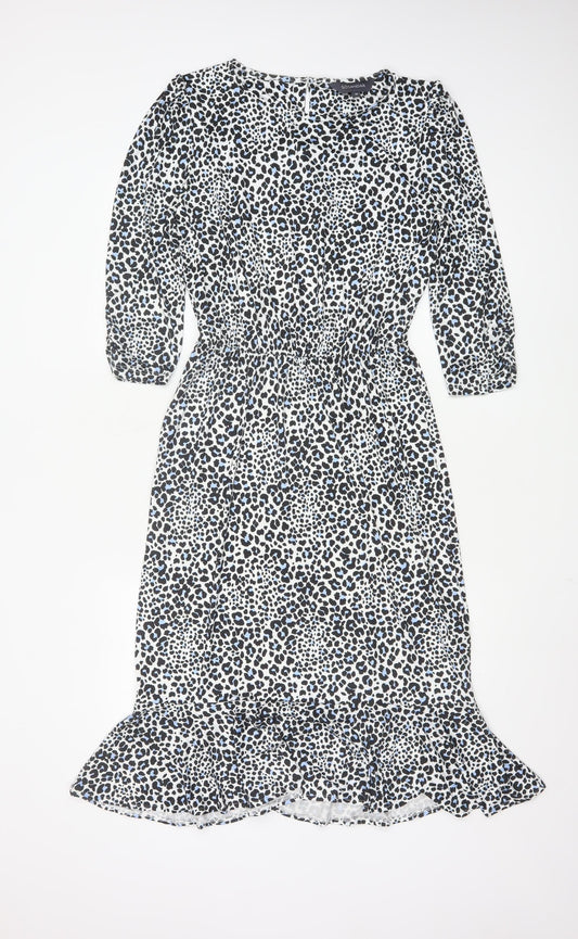 Sosandar Women’s Multicoloured Leopard Print Knee Length Fit & Flare Dress Size 10
