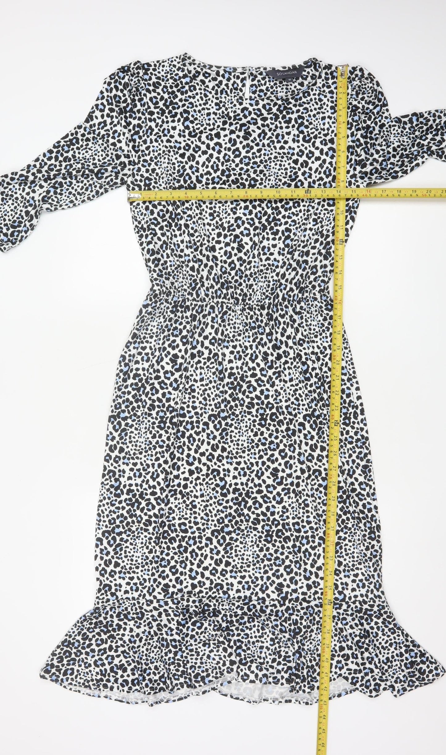Sosandar Women’s Multicoloured Leopard Print Knee Length Fit & Flare Dress Size 10