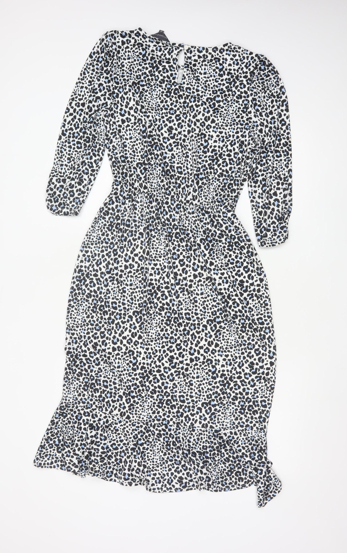 Sosandar Women’s Multicoloured Leopard Print Knee Length Fit & Flare Dress Size 10
