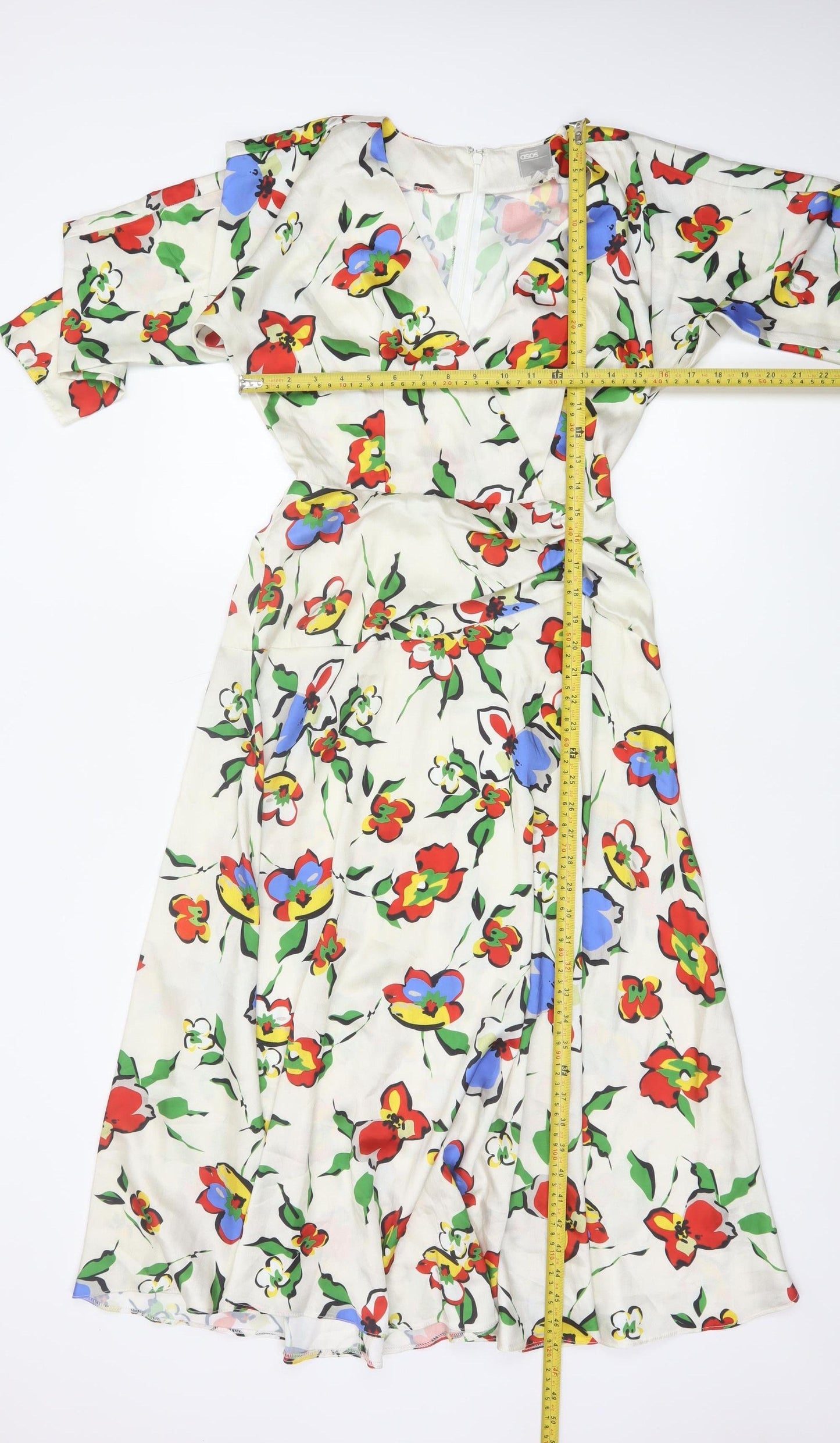 ASOS Women’s Multicoloured Floral Midi Wrap Dress Size 8