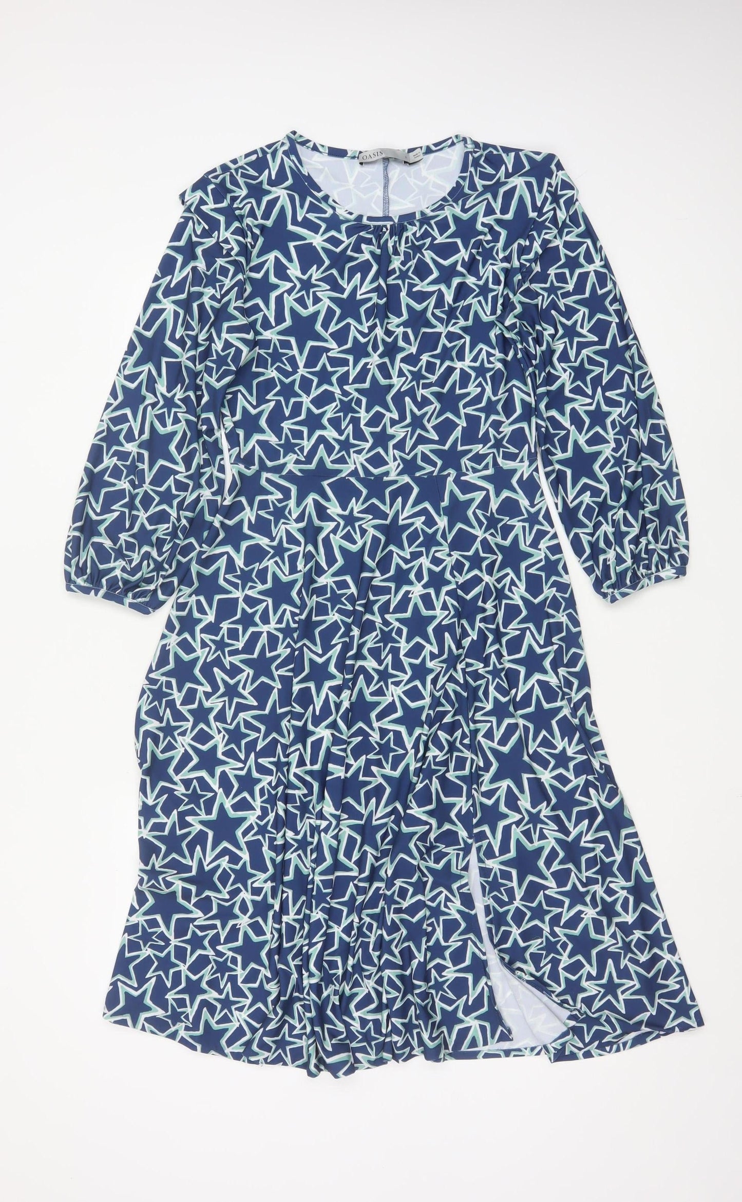 Oasis Women’s Blue Star Print Fit & Flare Knee Length Dress Size S